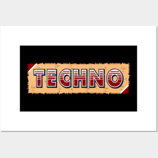 Techno Music retro Posters and Art